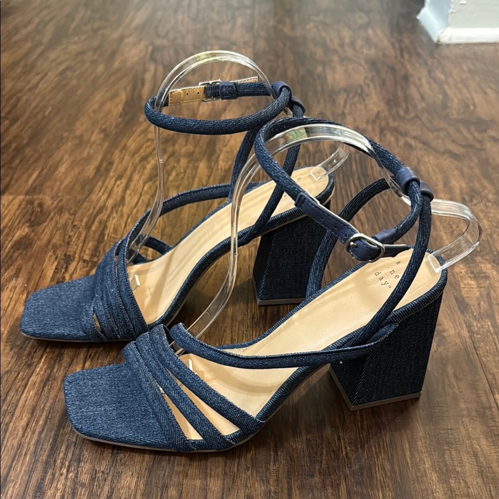 Navy Denim Strappy A New Day Sandals Women’s Size 11 NWOT
